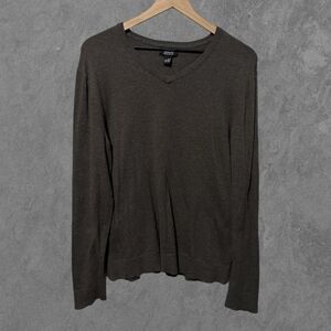 ALFANI | Regular Fit V-Neck Ribbed Hem & Sleeve Cuffs Pullover Brown Sweater M